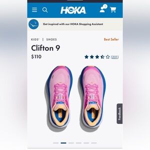 Girls Hoka Clifton 9 Sneakers Size 4